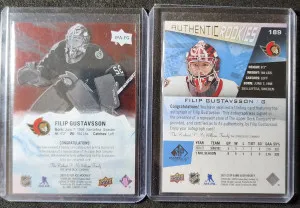 Filip Gustavsson Lot of 2 Rookie Autos back