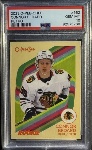 2023 Upper Deck O-Pee-Chee Connor Bedard Retro PSA 10 Gem Mint front