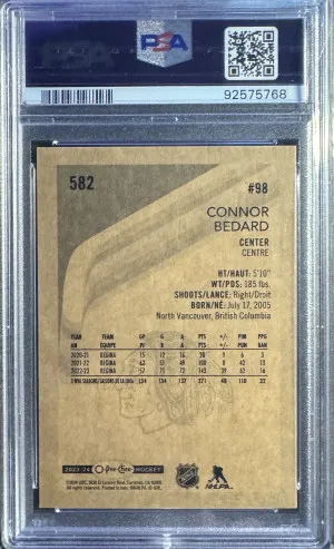 2023 Upper Deck O-Pee-Chee Connor Bedard Retro PSA 10 Gem Mint back