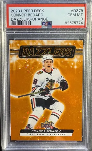 2023 Upper Deck Dazzlers Connor Bedard Dazzlers-Orange PSA 10 Gem Mint front