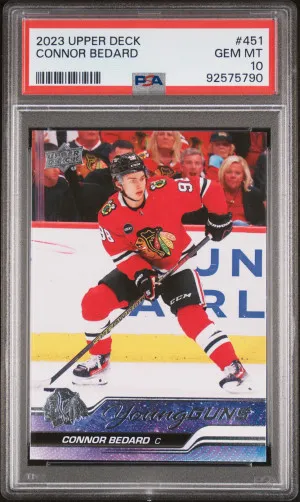 2023 Upper Deck Connor Bedard Young Guns PSA 10 Gem Mint front