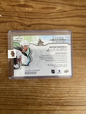 22-23 SPX Matias Maccelli Super Scripts rookie auto back