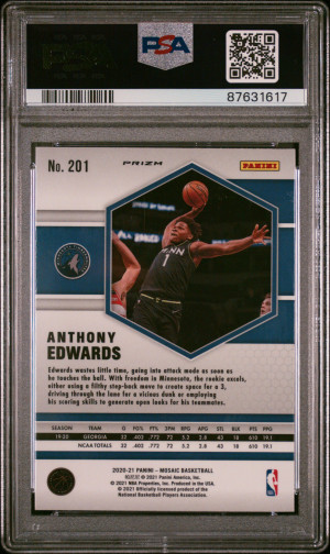 2020 Panini Mosaic Anthony Edwards Reactive Blue back