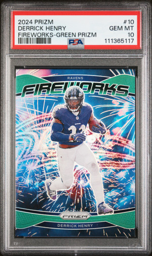 2024 Panini Prizm Fireworks Derrick Henry Fireworks-Green Prizm front