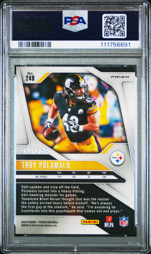 2024 Panini Prizm Troy Polamalu Red Wave /149 PSA 9 back