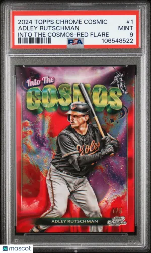 2024 Topps Chrome Cosmic Into The Cosmos Adley Rutschman #1 Red Flare 1/5 PSA 9 front