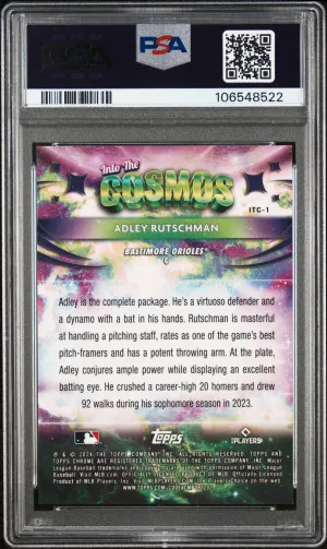 2024 Topps Chrome Cosmic Into The Cosmos Adley Rutschman #1 Red Flare 1/5 PSA 9 back