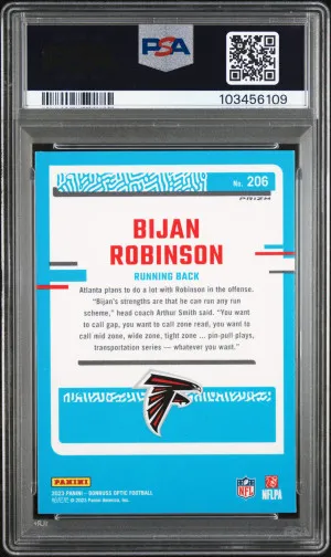 2023 Panini Donruss Optic Bijan Robinson Green Velocity PSA 10 back