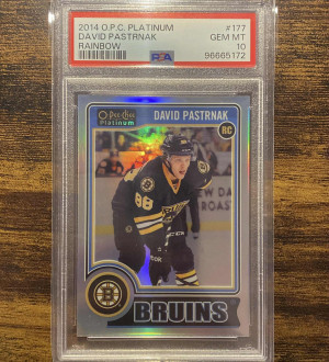 David Pastrnak 2014-15 O-Pee-Chee Platinum Refractor PSA 10 POP 15 front