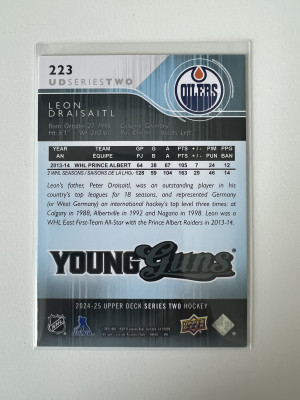 2014-15 Upper Deck Young Guns Leon Draisaitl Renewed Rookie back