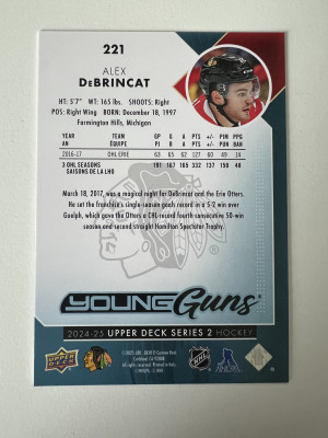 2024-25 Upper Deck Series 2 Young Guns Alex DeBrincat #221 Rookie back