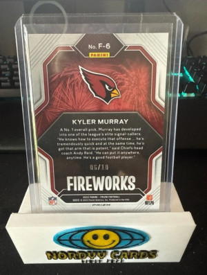 Kyler Murray Fireworks True Gold Prizm /10 2022 Panini #F-6 back