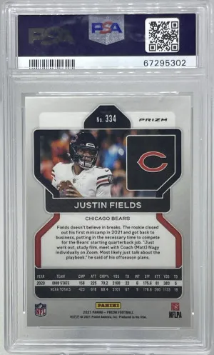 2021 Panini Prizm Justin Fields Red/White/Blue PSA 10 back