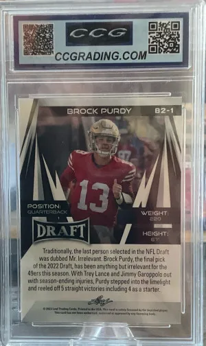2023 Leaf Draft Brock Purdy RC #B2-1 back