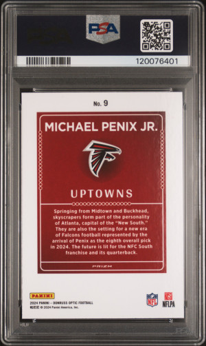 2024 Panini Donruss Optic Uptowns PSA 9 Michael Penix Jr. back