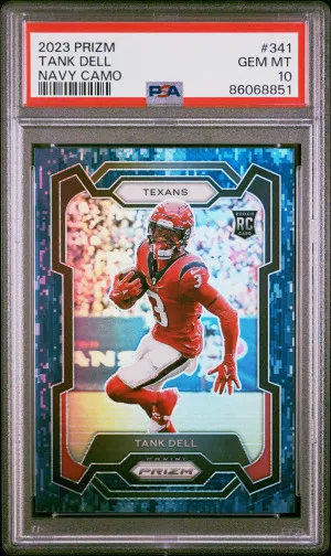 2023 Panini Prizm Tank Dell Navy Camo /25 RC PSA 10 front