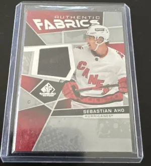 SEBASTIAN AHO 2021-22 UPPER DECK SP GAME USED AUTHENTIC FABRICS PATCH front