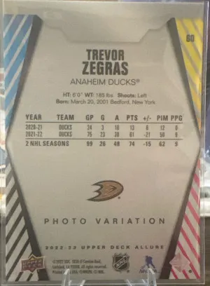 2022-23 Upper Deck Allure Trevor Zegras Photo Variation back