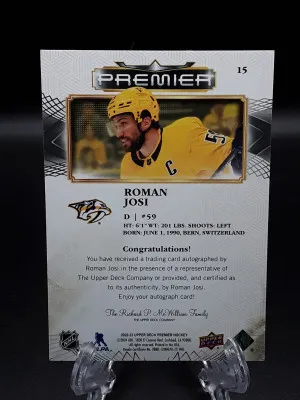 2022-23 Upper Deck Premier Gold Auto Roman Josi Auto /25 Predators back