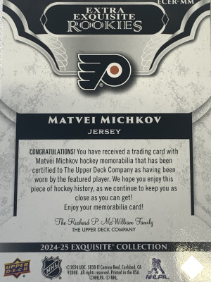 Matvei Michkov Black Diamond Exquisite 2024-25 Patch /349 back