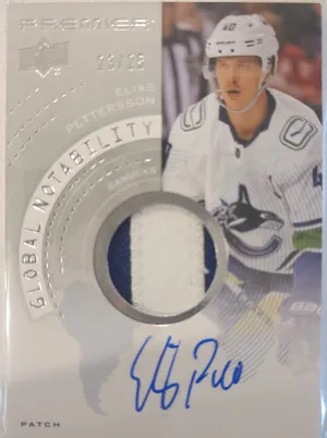 2023-24 Upper Deck Premier Elias Petterson Patch Auto 23/25 front