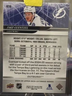 2024-25 Upper Deck Extended Series Jake Guentzel Outburst back