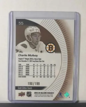 2023-24 Allure Gold Glitter Bomb Charlie McAvoy back