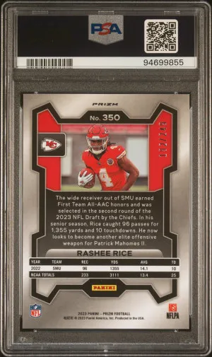 2023 Panini Prizm Rashee Rice #350 Orange 193/249 Rookie PSA 10 back
