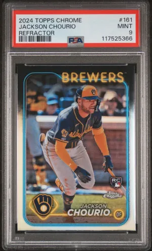 2024 Topps Chrome Jackson Chourio Refractor RC PSA 9 front
