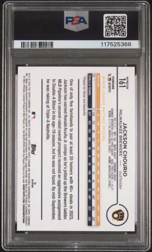 2024 Topps Chrome Jackson Chourio Refractor RC PSA 9 back