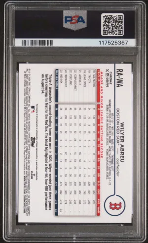 2024 Topps Chrome Rookie Autographs Wilyer Abreu RC PSA 8 back