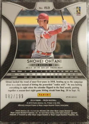 2019 Prizm Shohei Ohtani Green Donut Circles 82/199 back