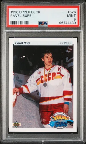 1990 Upper Deck Pavel Bure Young Guns RC Rookie PSA 9 MINT Canucks front