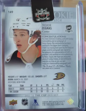 21-22 The Cup Trevor Zegres RPA 64/99. 3 Color Patch back