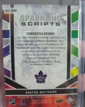 22-23 UD Black Diamond Sparkling Scrips Austin Mathews back