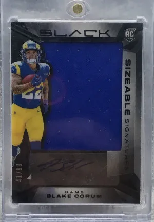 2024 Panini Black #SSR-BCM Blake Corum Rookie Patch Auto  Numbered 41/99 front