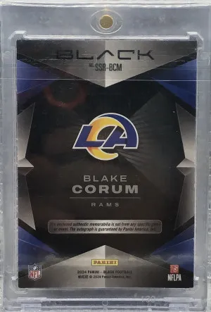 2024 Panini Black #SSR-BCM Blake Corum Rookie Patch Auto  Numbered 41/99 back