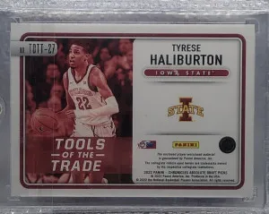 2022 Panini Chronicles Absolute Draft Picks #TOTT-27 Tyrese Haliburton Game Worn Material Patch back