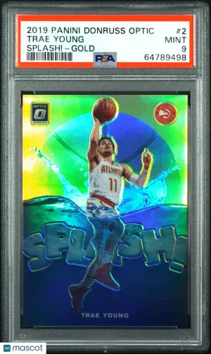 2019 Panini Donruss Optic Splash! Trae Young #2 Gold /10 PSA 9 front