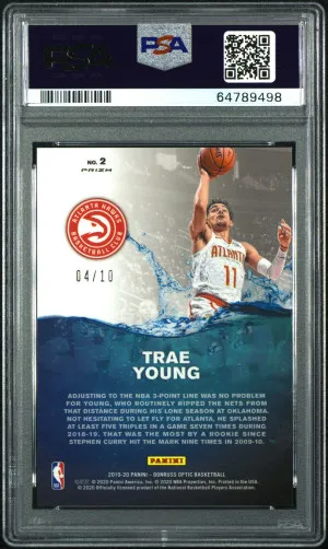 2019 Panini Donruss Optic Splash! Trae Young #2 Gold /10 PSA 9 back