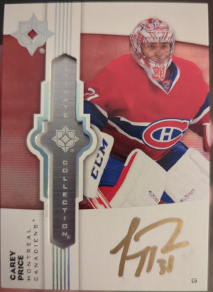 22-23 UD Ultimate Collection Carey Price Auto front