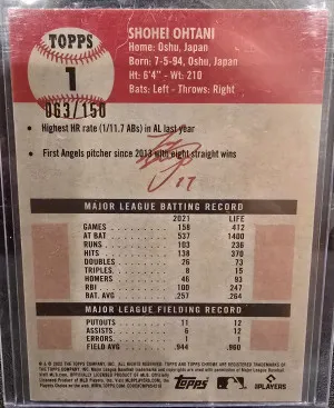 2022 Topps Chrome Platinum - Shohei Ohtani #1 Speckle Refractor /150 back