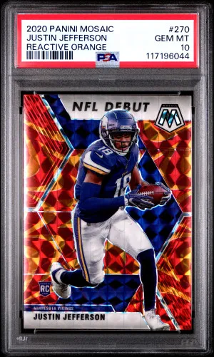 2020 Panini Mosaic Justin Jefferson Reactive Orange front
