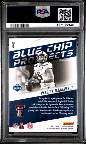 2017 Panini Prestige Blue Chip Prospects Patrick Mahomes Ii Blue Chip Prospects back