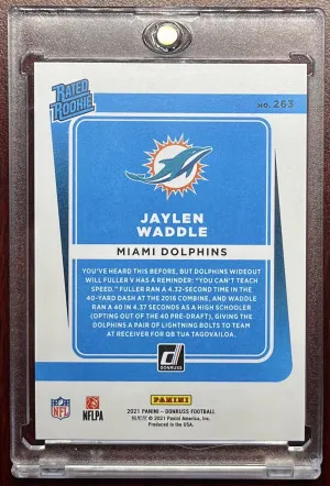 2021 Donruss Rated Rookie Jaylen Waddle Gold Press Proof back
