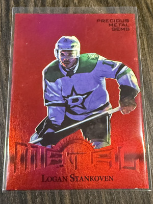 2024-25 Metal Universe Logan Stankoven Red Precious Metal Gems Rookie Retro PMG /100 front