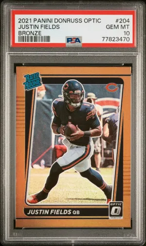 2021 Panini Donruss Optic Justin Fields Bronze PSA 10 front
