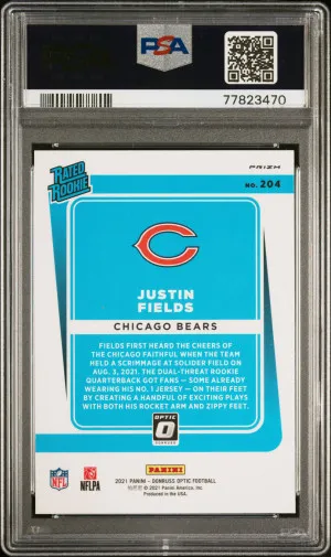2021 Panini Donruss Optic Justin Fields Bronze PSA 10 back