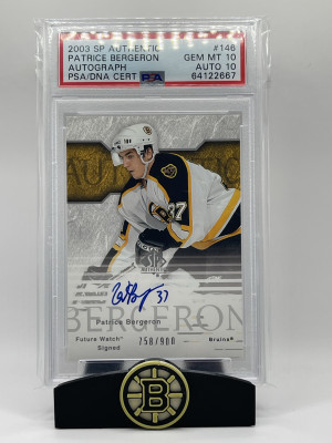 Patrice Bergeron| 03-04 UD SP Authentic| Future Watch Auto| PSA 10/Auto 10💎 back