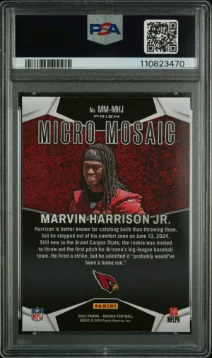 2024 Mosaic Football Marvin Harrison Jr Micro Mosaic Rookie PSA 10 back